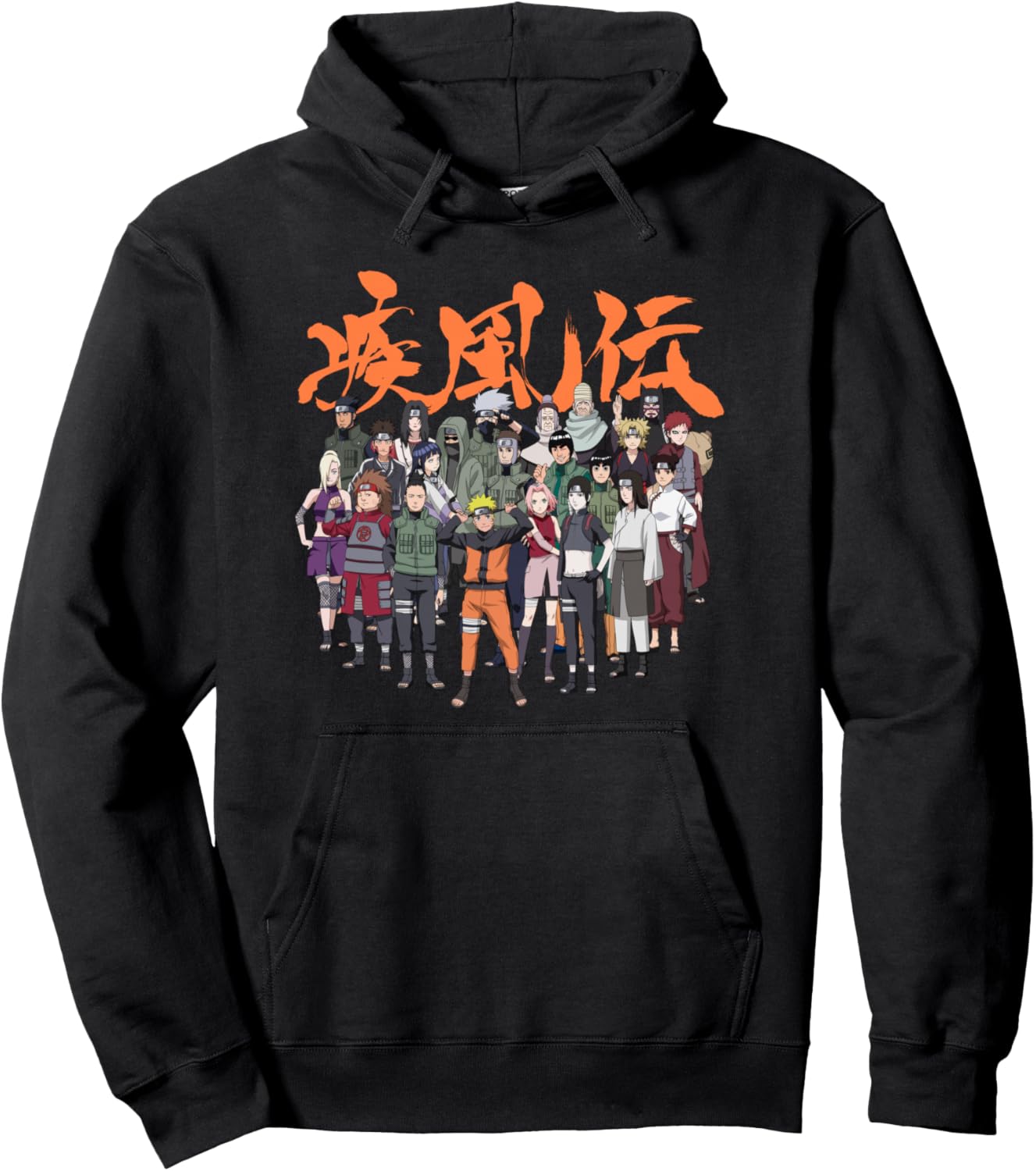 Naruto Shippuden Cast Group with Logo Front and Back Anime Pullover Hoodie