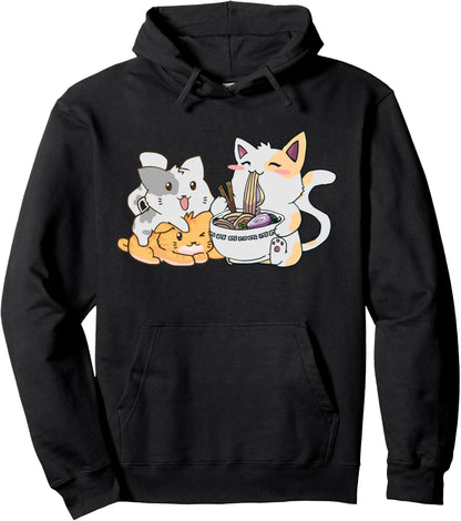 Anime Ramen Cats Kawaii Neko Japanese Gift Pullover Hoodie
