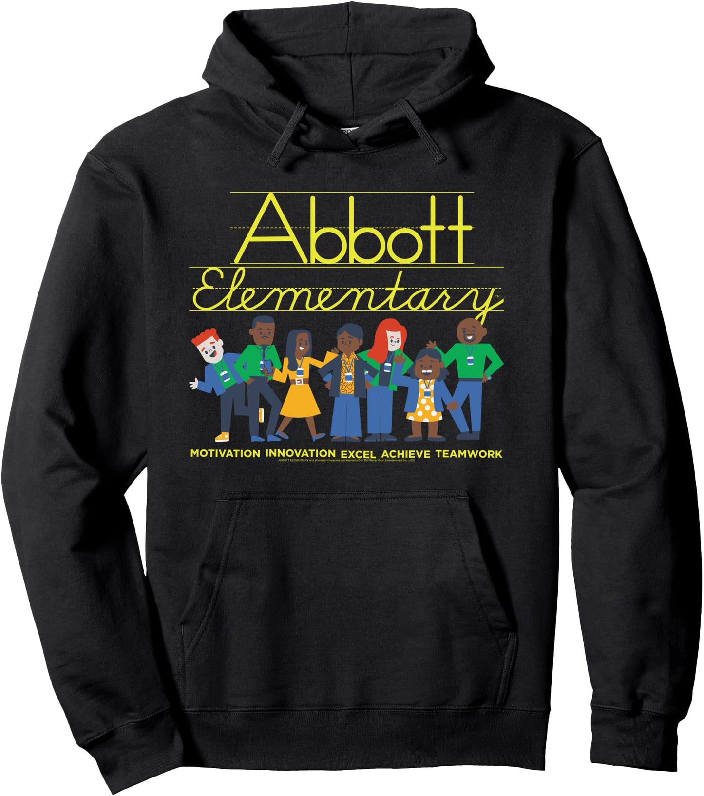Abbott Elementary Cartoon Staff with Logo Funny TV Show Pullover Hoodie