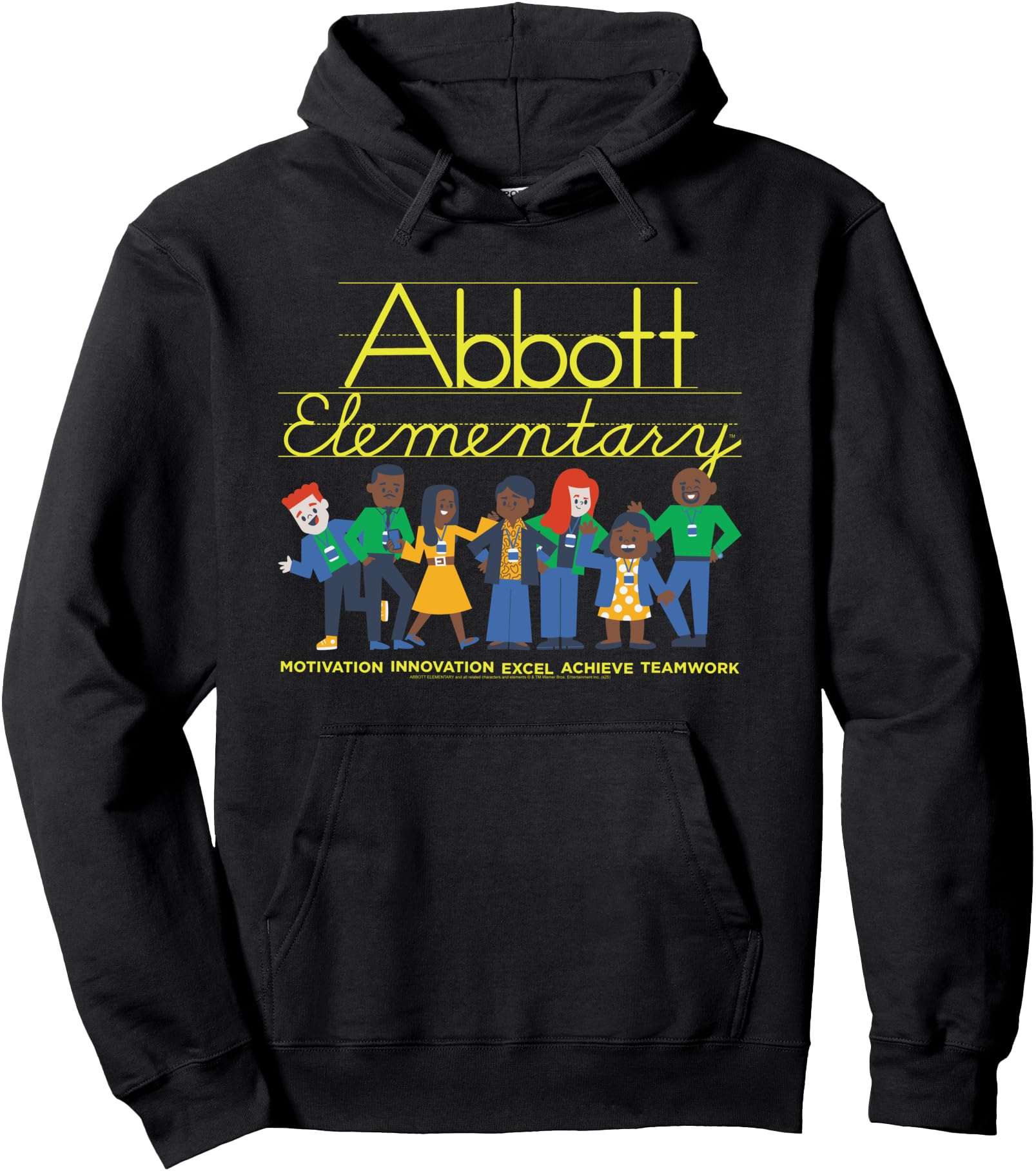 Abbott Elementary Cartoon Staff with Logo Funny TV Show Pullover Hoodie