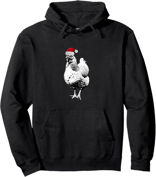 Chicken In Santa Hat Funny Christmas Xmas Pullover Hoodie