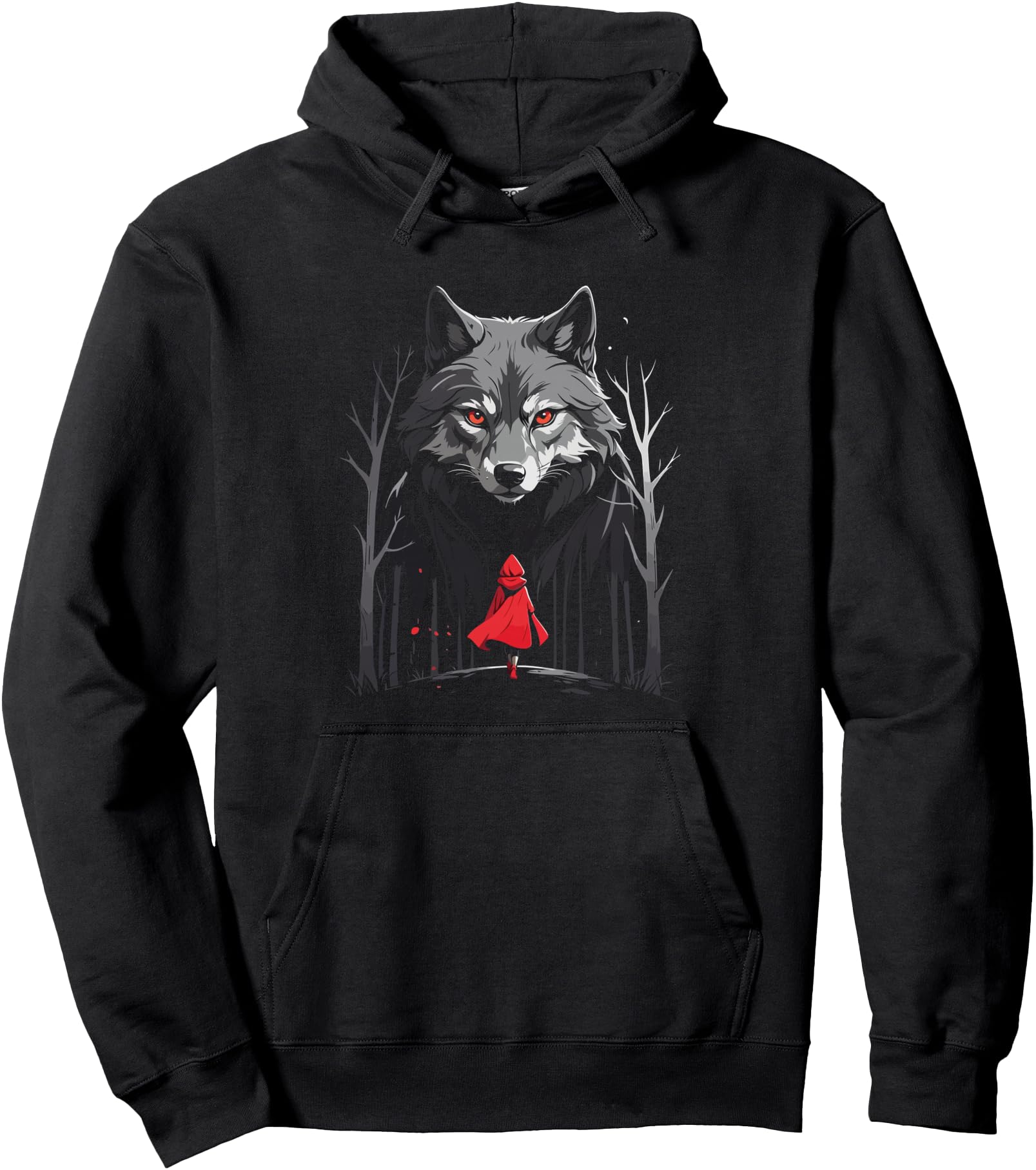 Wolf With Red Riding Hood Wolf Canine Lover Art Wolf Lover Pullover Hoodie