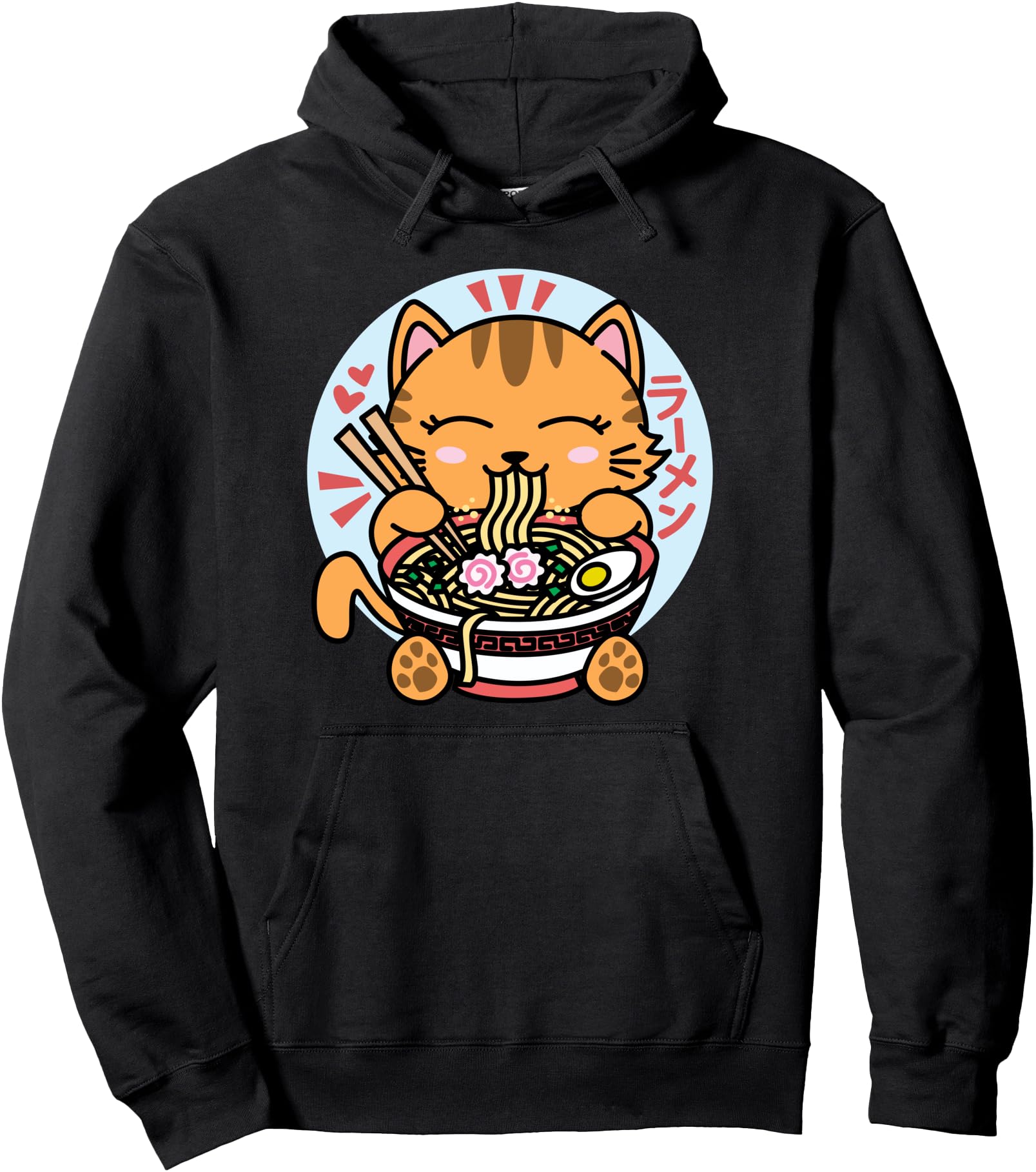 Kawaii Ramen Cute Anime Orange Cat Japanese Noodles Pullover Hoodie
