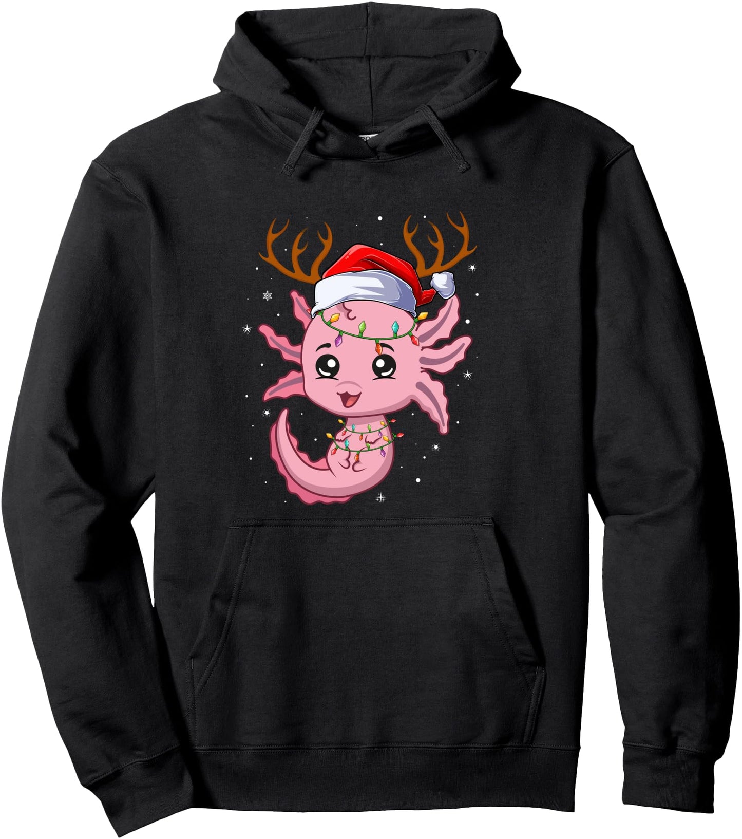 Christmas Axolotl Costume for Men Women Santa Hat Anime Pullover Hoodie