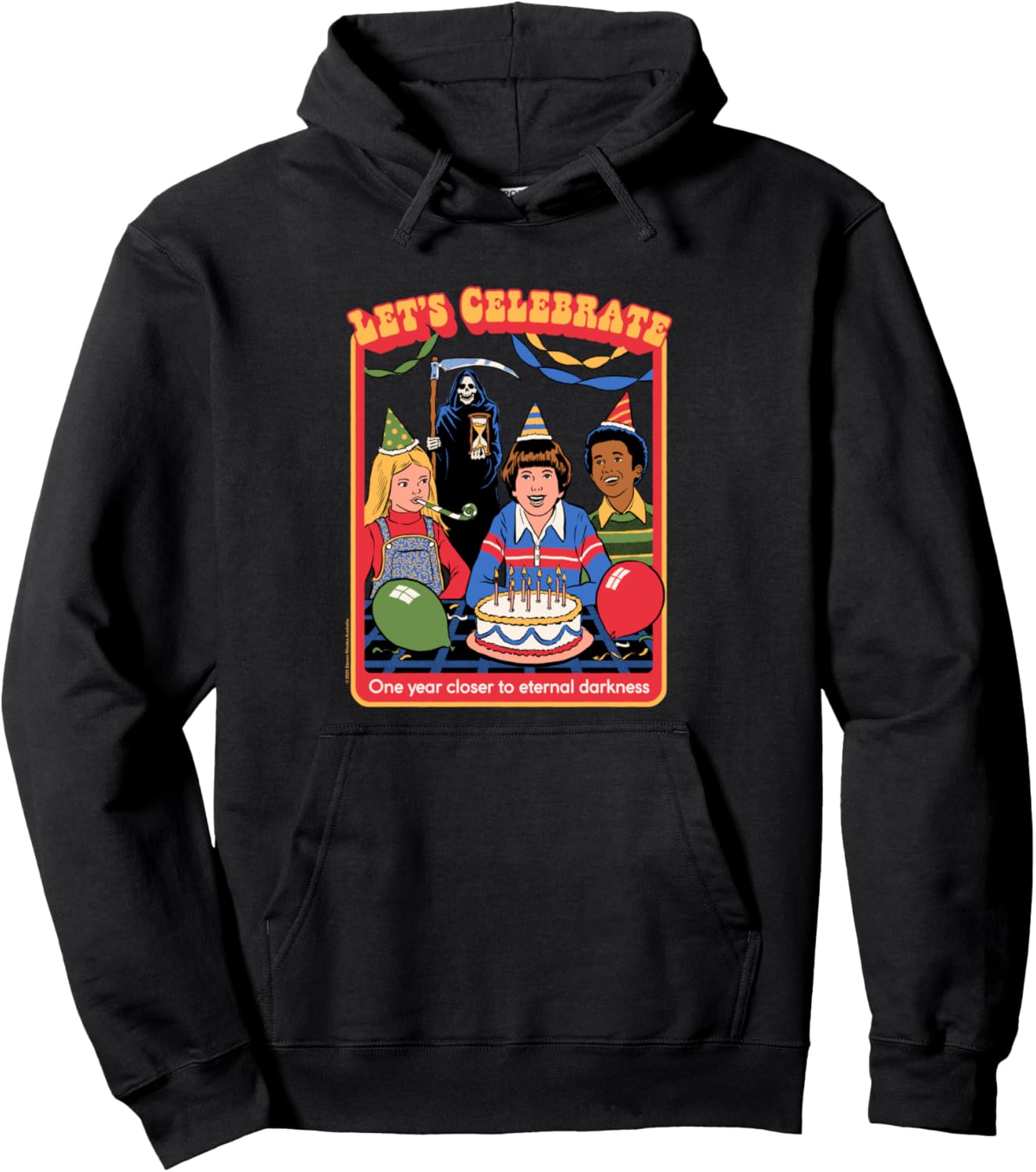 Celebrate Grim Reaper Sarcastic Retro Funny Adult Humor Pullover Hoodie