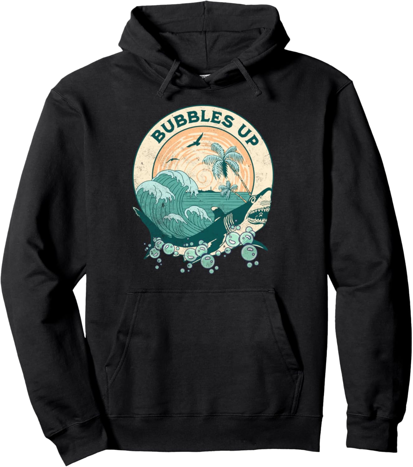 Cool Vintage Bubbles Up Shark For Men Women And Kids Pullover Hoodie
