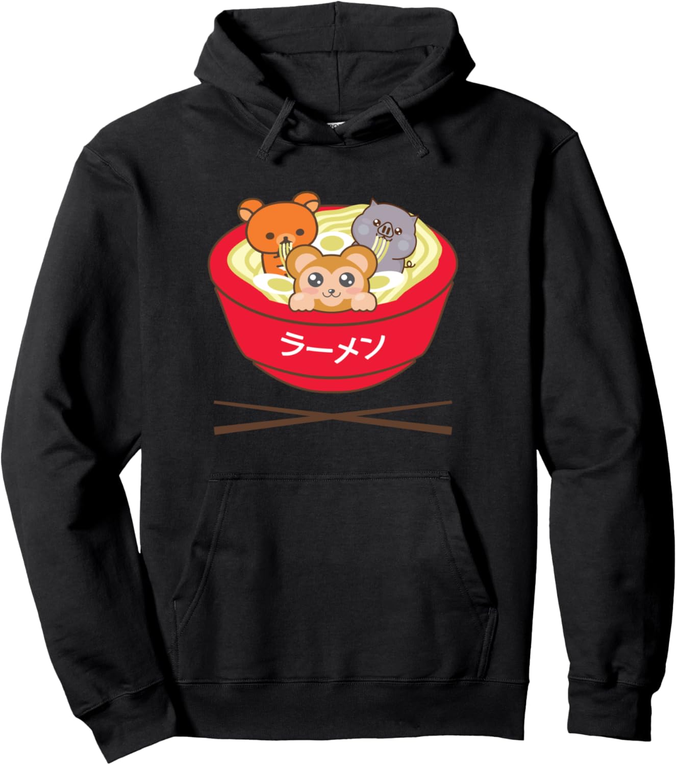 Ramen Noodle Cat Bowl Pullover Hoodie Gift Kawaii Anime Cats Pullover Hoodie