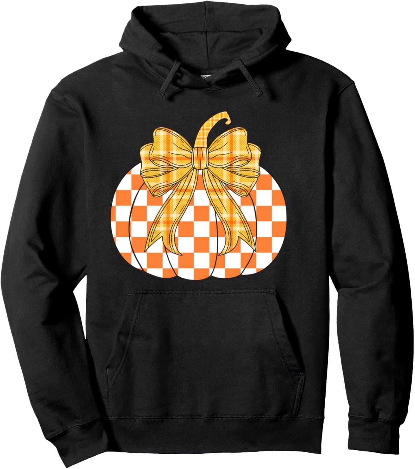 Checkered Flag Pumpkin Bow orange &amp; White For Halloween Pullover Hoodie