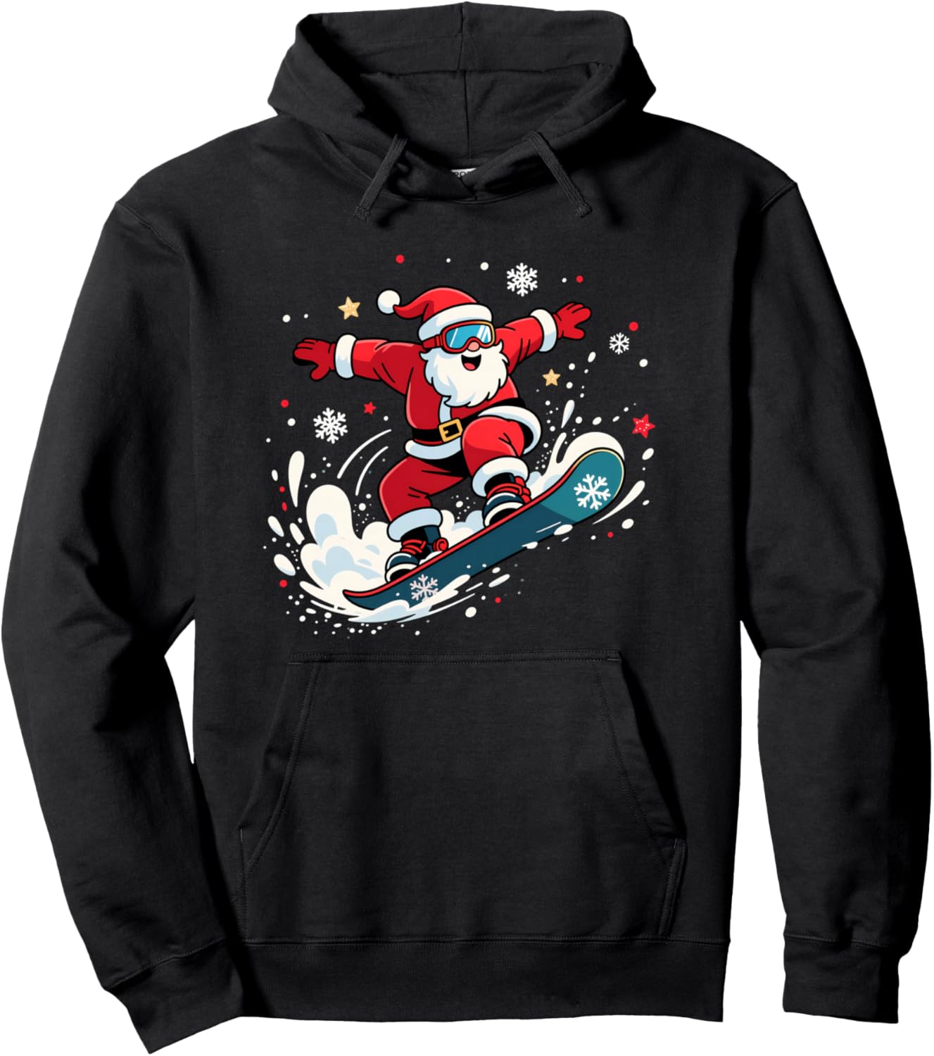 Santa Claus Snowboard Xmas Funny Family Matching Kids Boys Pullover Hoodie