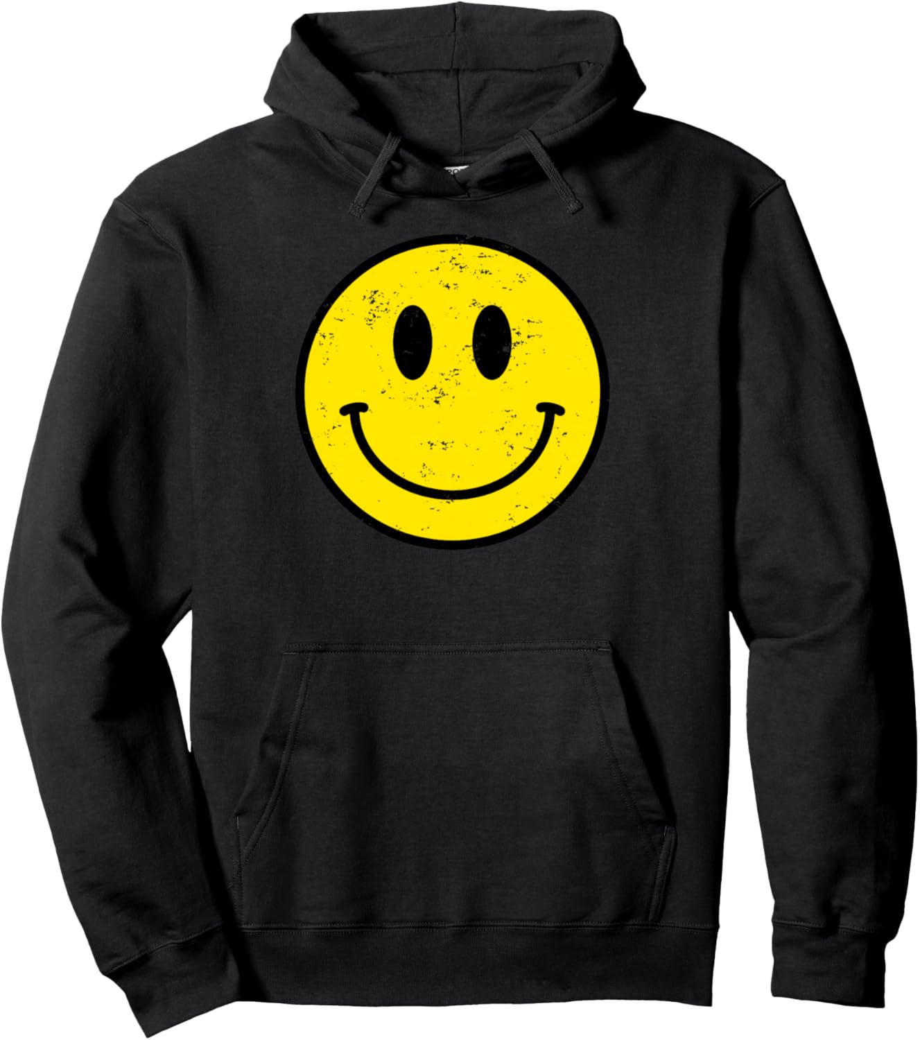 Retro 70s 80s Happy Face Yellow Smile Face Funny Vintage Pullover Hoodie