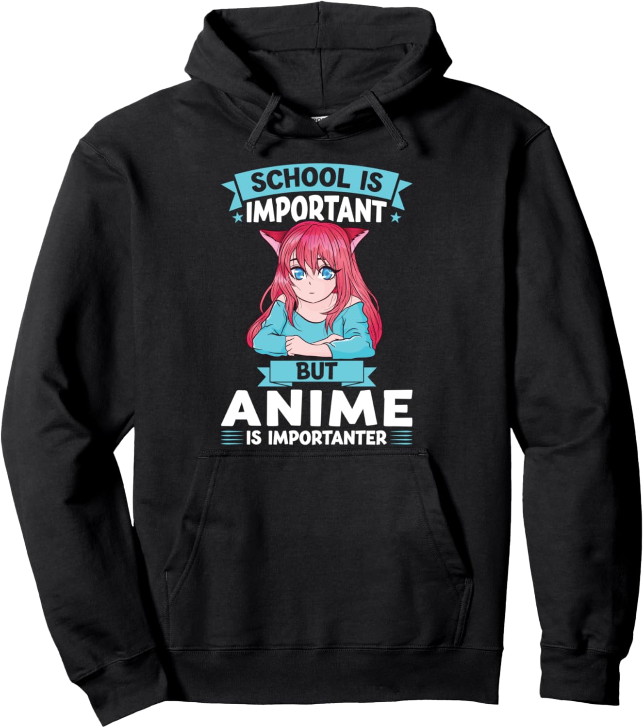 School is important but Anime is importanter Anime Pullover Hoodie
