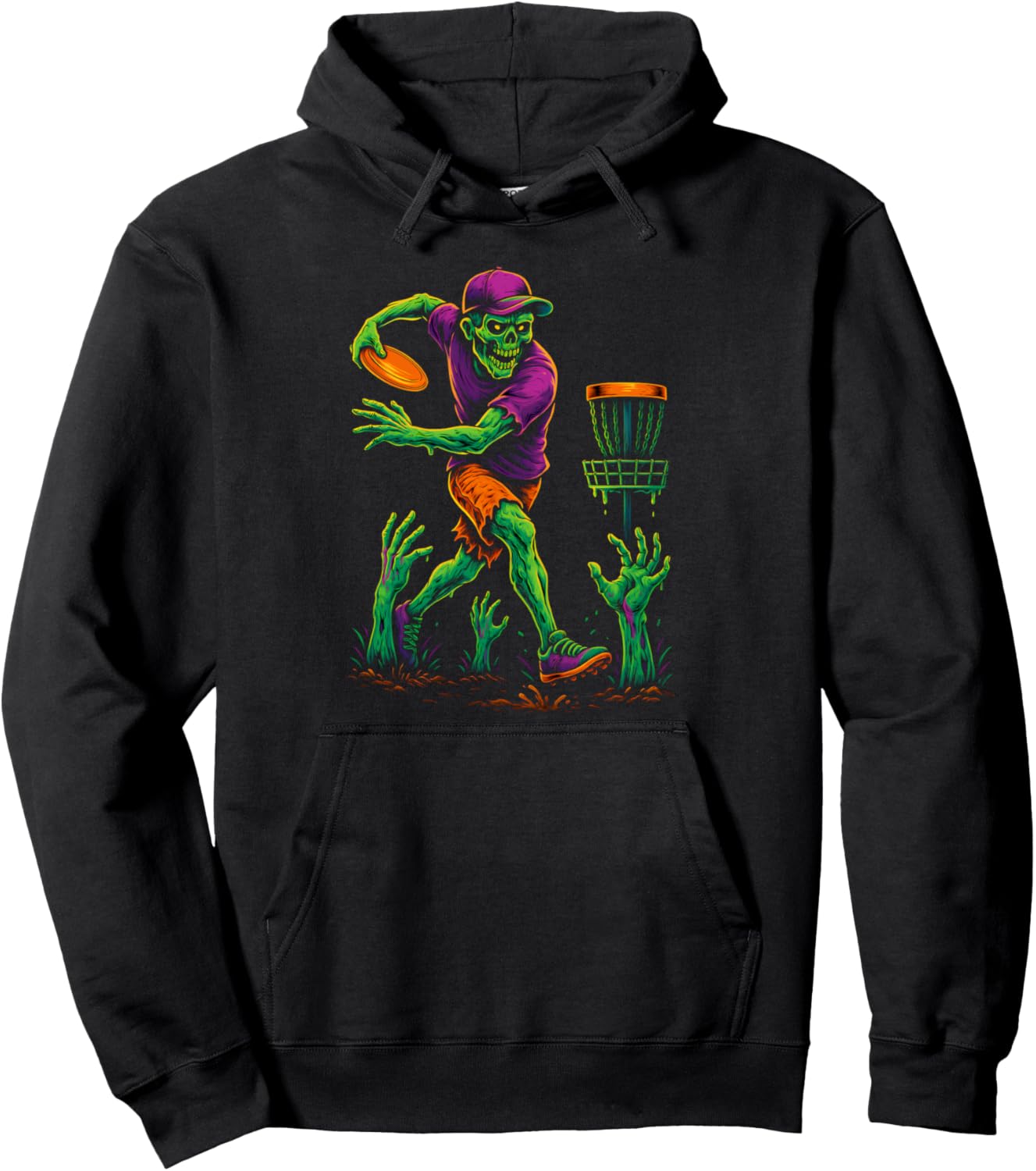 Zombie Disc Golf Player Halloween Horror Design Pullover Hoodie
