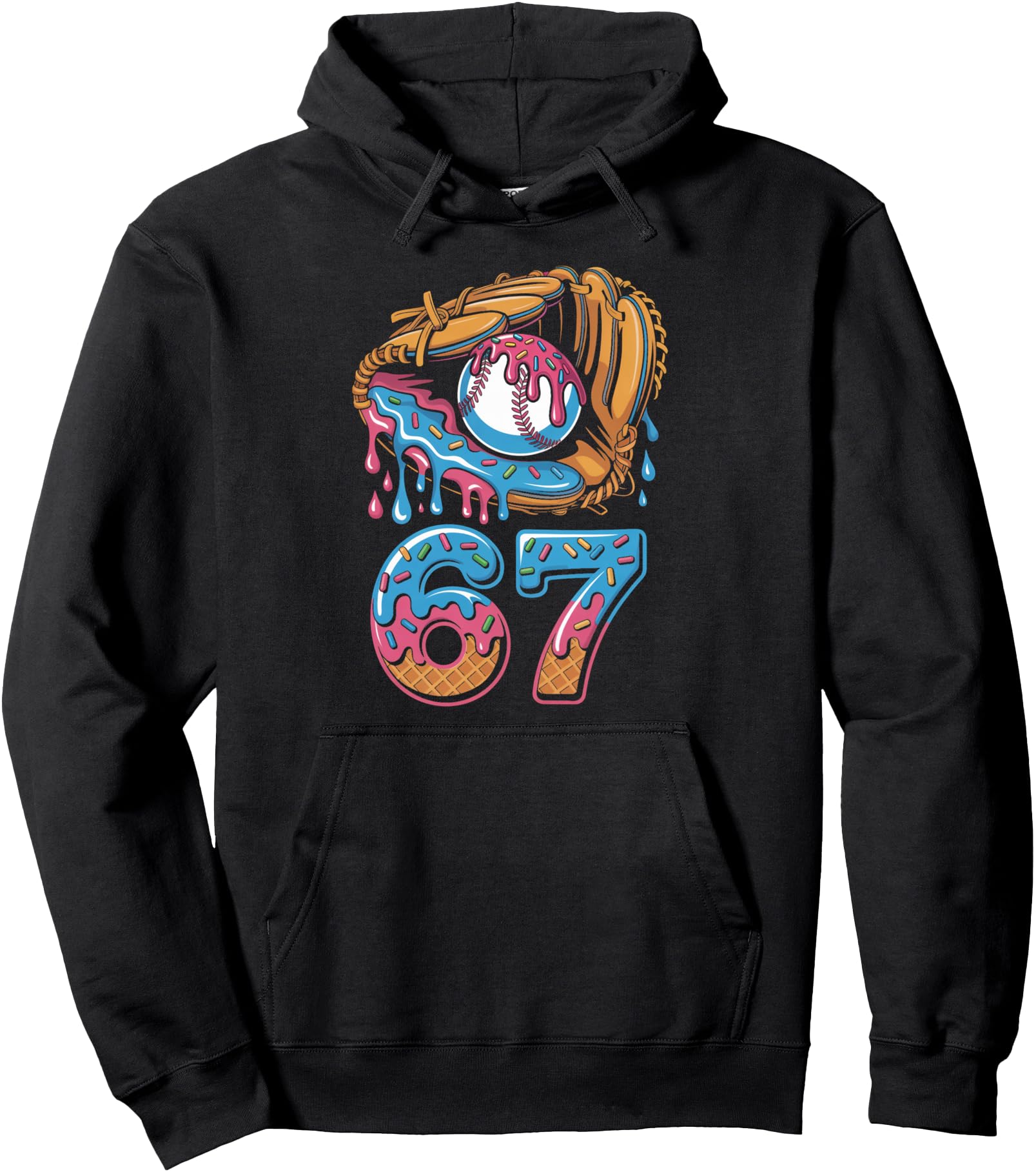 Baseball Player 67 Number 67th Sports Ice Cream Drip Pullover Hoodie