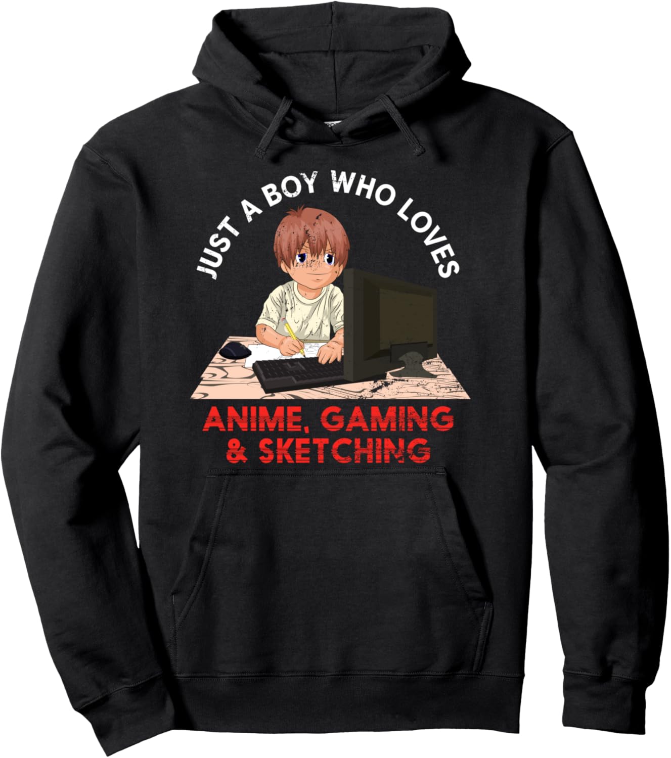 Gaming Gamer Boys Otaku Doodle Sketching Kawaii Gift Anime Pullover Hoodie