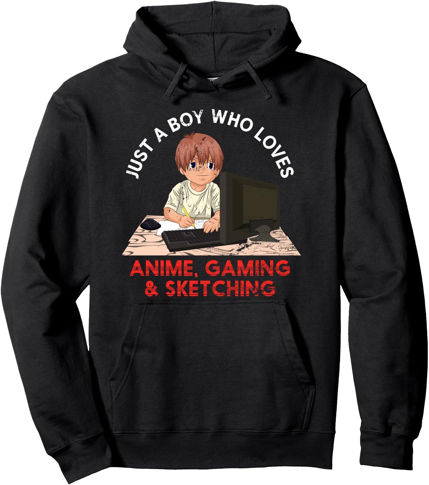 Gaming Gamer Boys Otaku Doodle Sketching Kawaii Gift Anime Pullover Hoodie