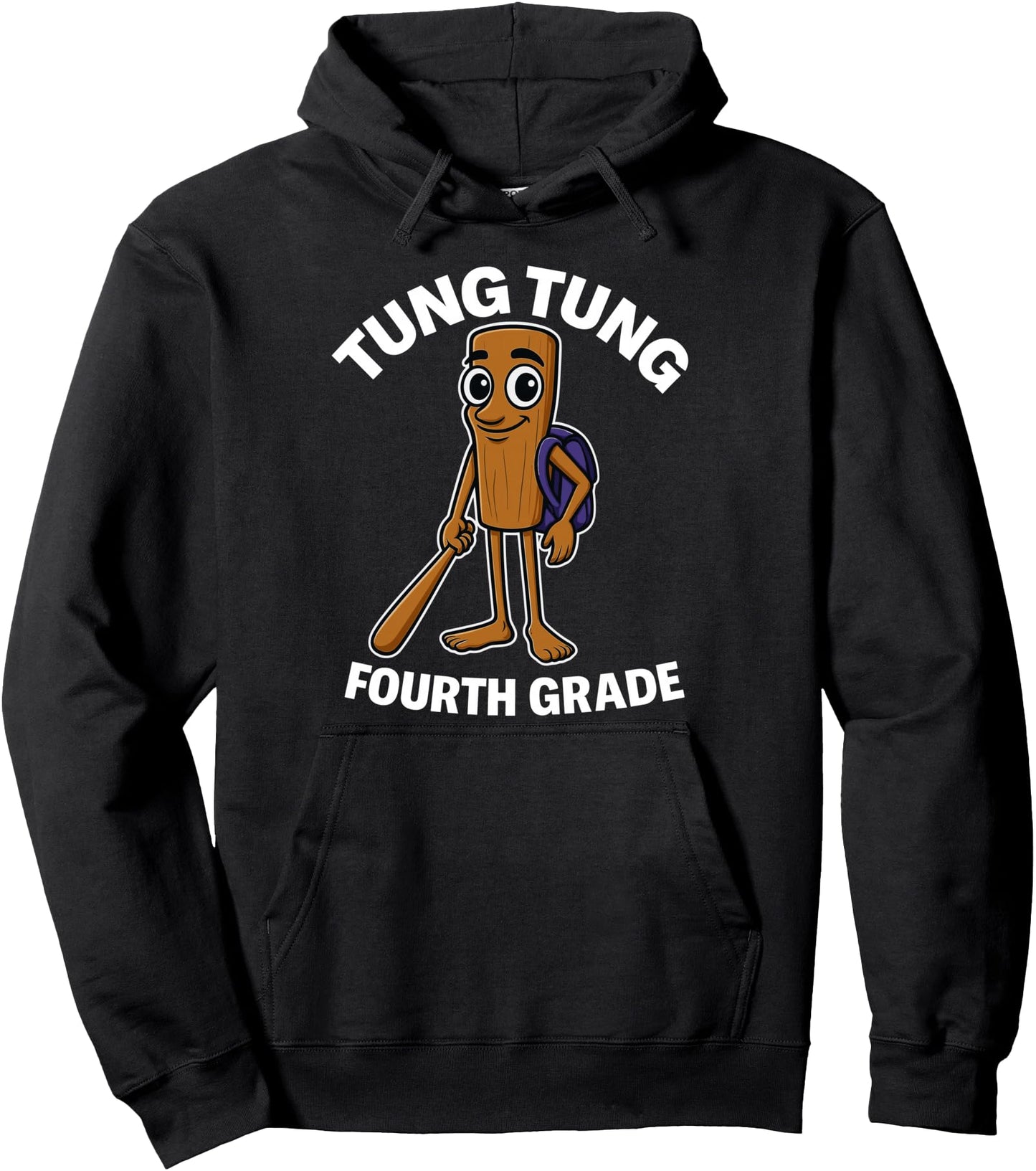 Back to School 4th Grade Italian Brainrot Tung Tung Sahur Pullover Hoodie