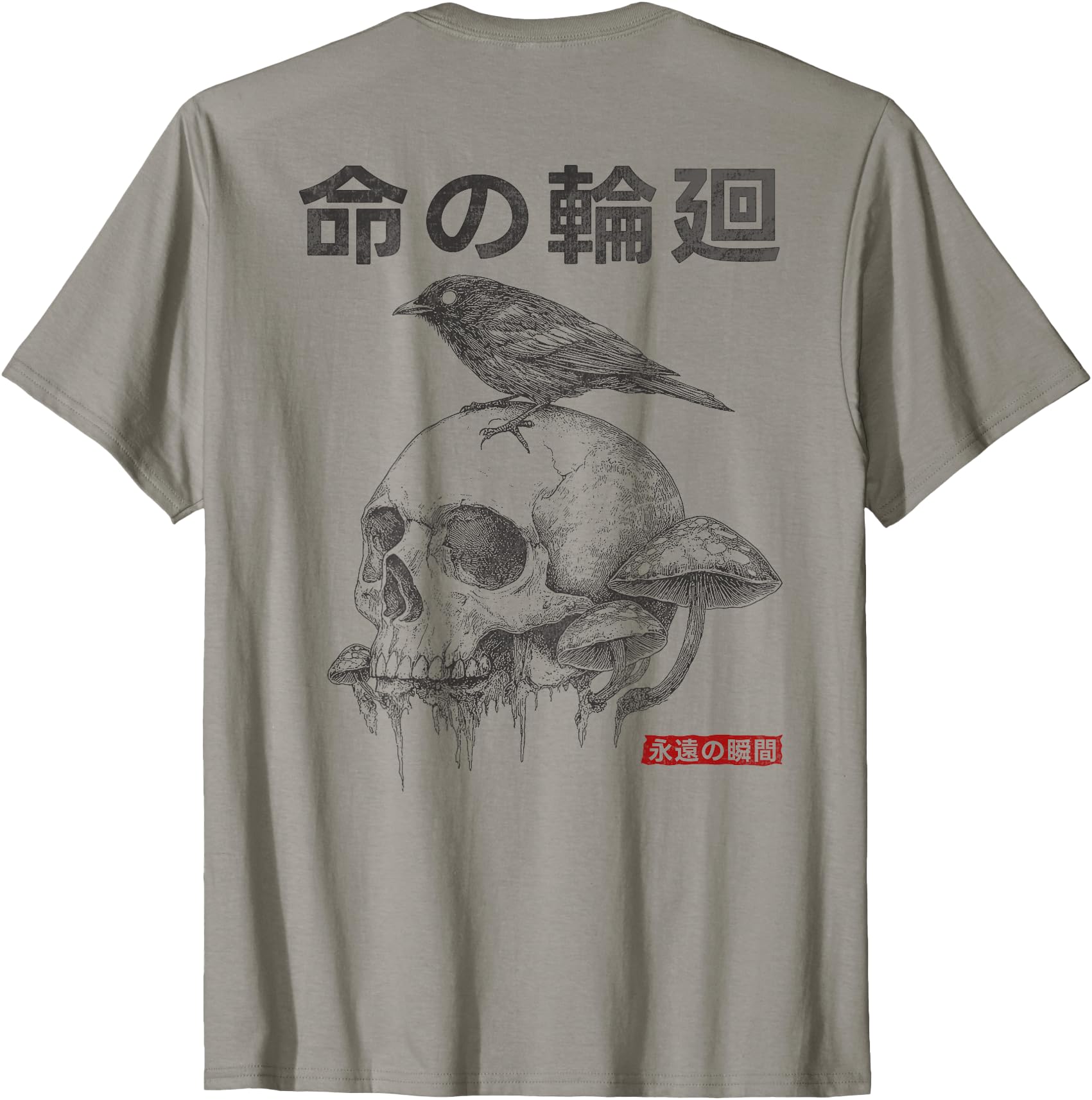 Japanese Retro Graphic Gothic Mushroom Skull Manga (BACK)