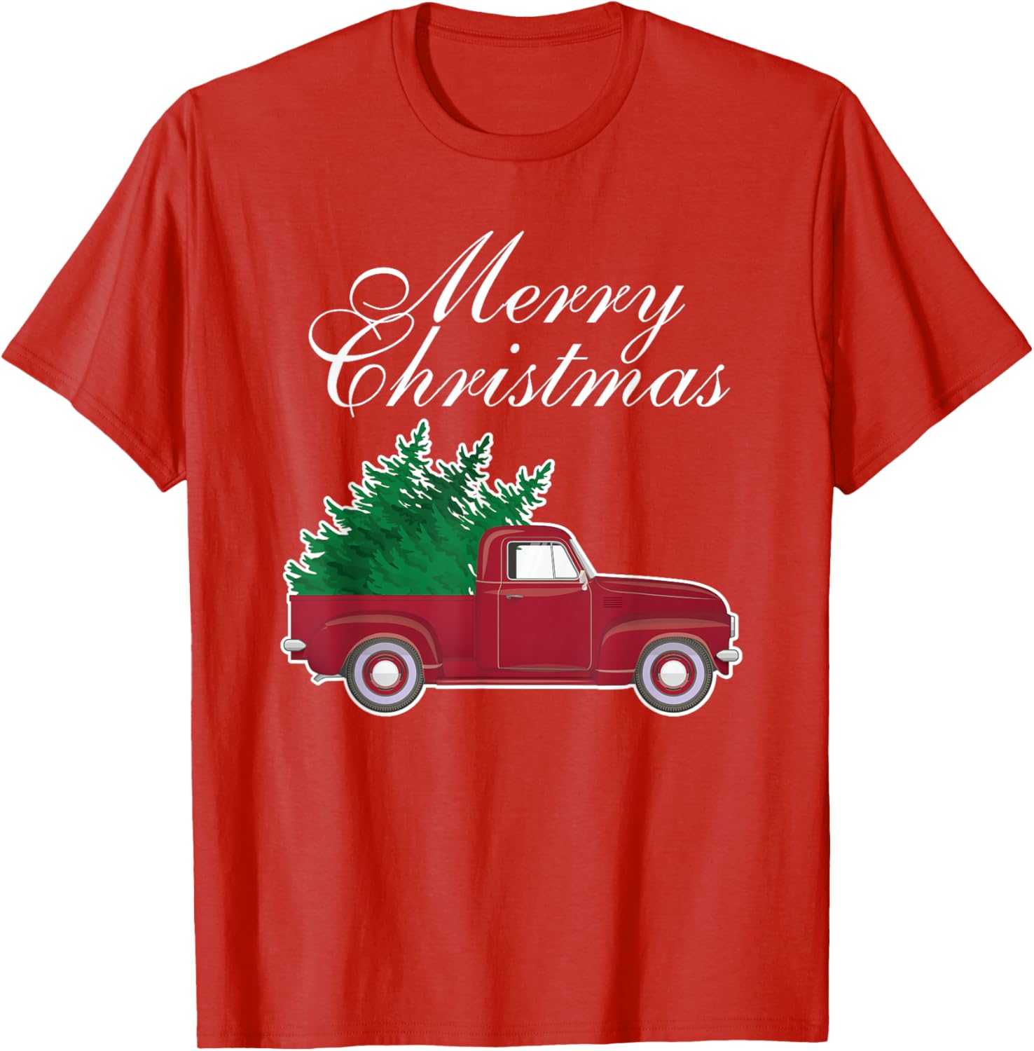 Vintage Red Truck Christmas Tree Merry Xmas Pajamas Shirt