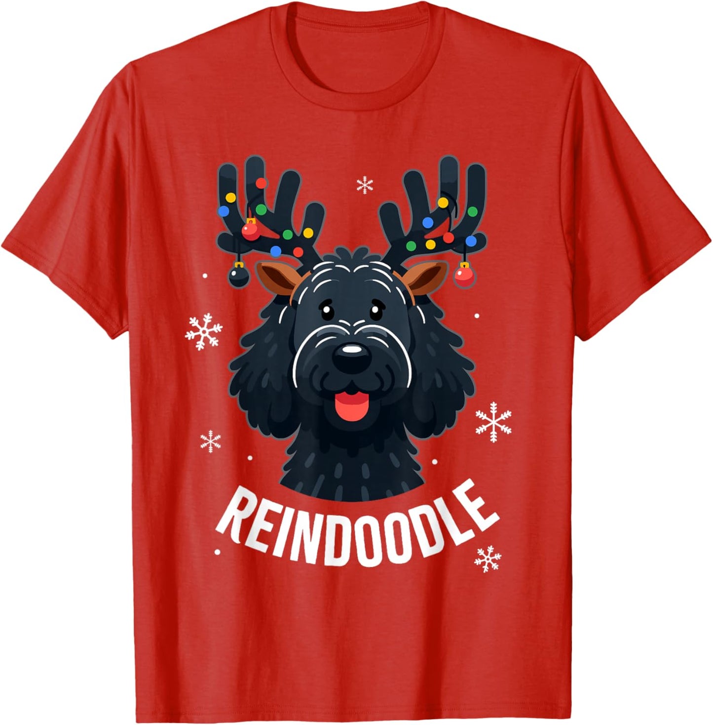 Black Doodle Dog Reindoodle Reindeer Doodle Christmas Dog