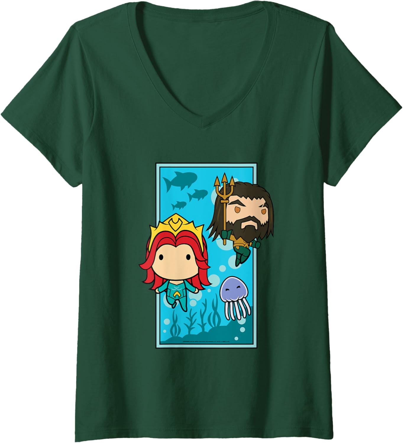 Womens Aquaman Movie Chibi Mera and Aquaman V-Neck