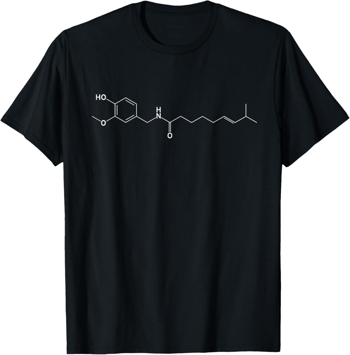 Capsaicin Structure Chemistry T Shirt for Spicy Food Lovers T-Shirt