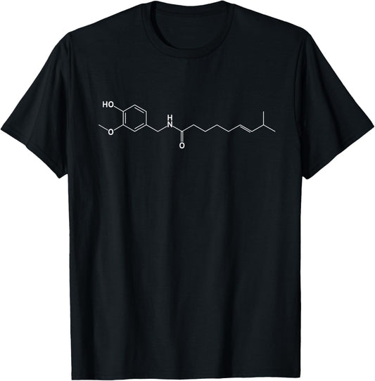 Capsaicin Structure Chemistry T Shirt for Spicy Food Lovers T-Shirt