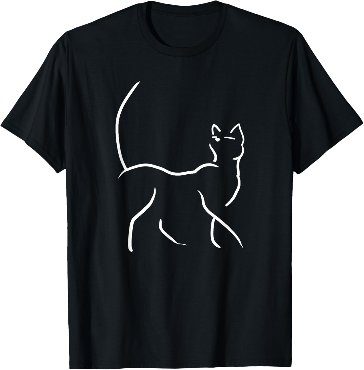 Cat Walking Minimal Art Cute Animal Pet Owner Lover Gift T-Shirt