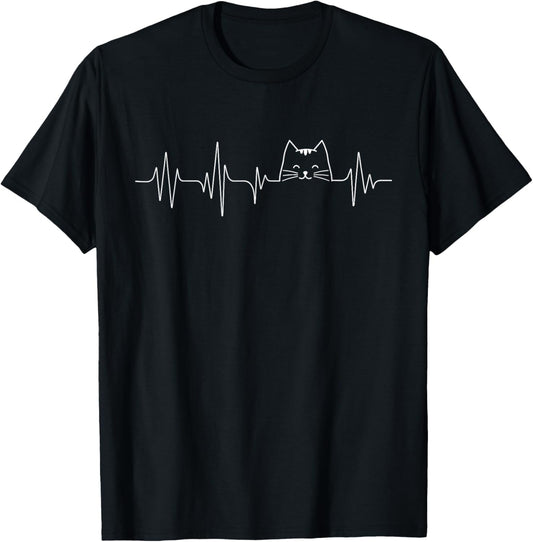 Cat Pulse Heartbeat - Kitty Animal Pet Lover Veterinarian T-Shirt for Men Women Kids
