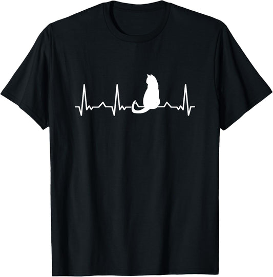 Animal Pet Cat Lover Cat Owner Heartbeat EKG Men Women Kids T-Shirt