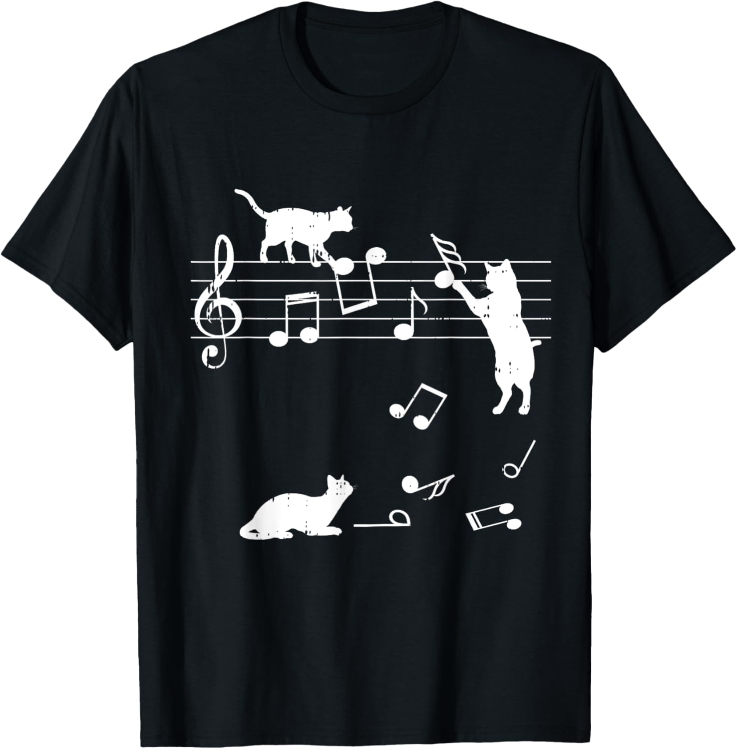 Cats Musical Notes Funny Music Lover Outfit Gift Idea T-Shirt