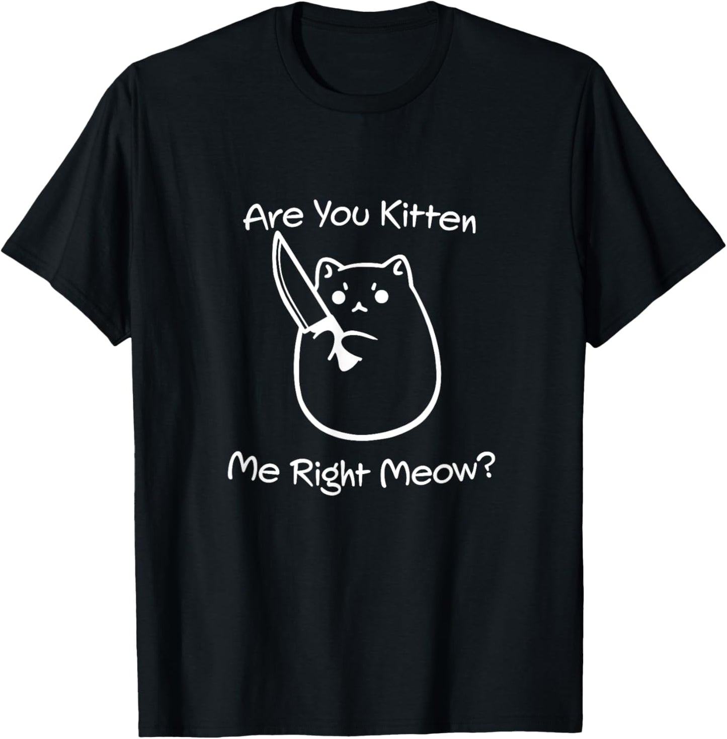 Talking Evil Pudgy Plushies Cute Kawaii Chibi Cat with Knife T-Shirt for Men Women Kids