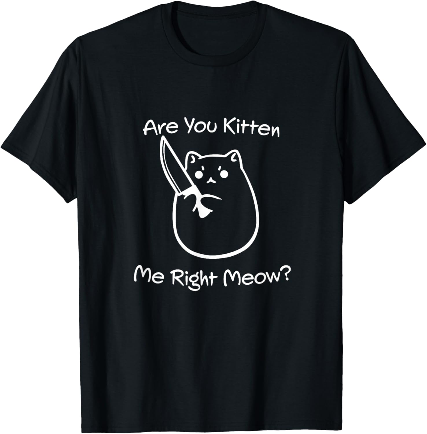 Talking Evil Pudgy Plushies Cute Kawaii Chibi Cat with Knife T-Shirt for Men Women Kids