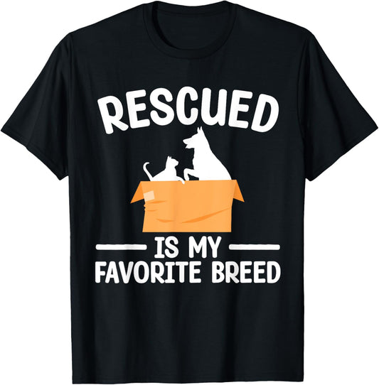 Animal Rescue Art For Men Women Dog Cat Pet Rescuer Lover T-Shirt