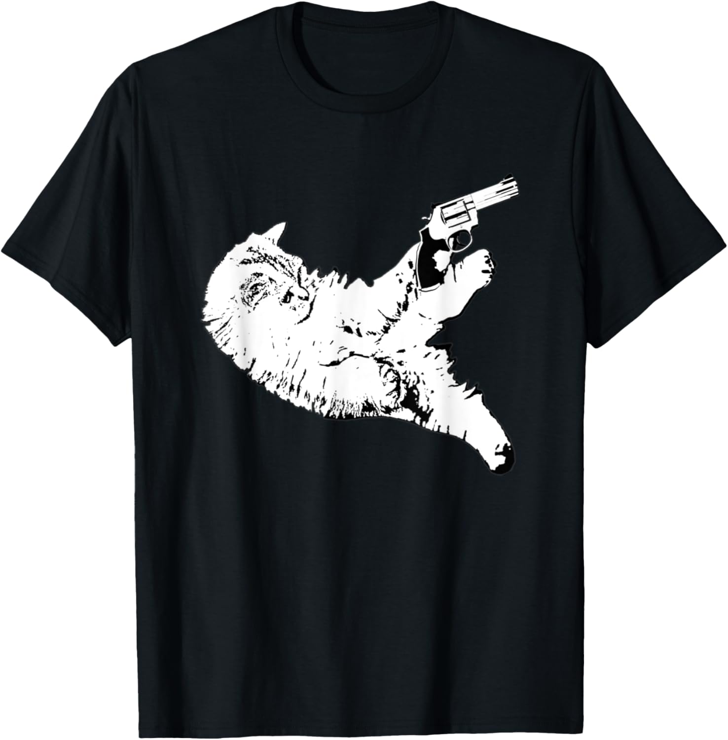 Cat With Gun Funny Kitty Gun Pet Lovers Men Women T-Shirt