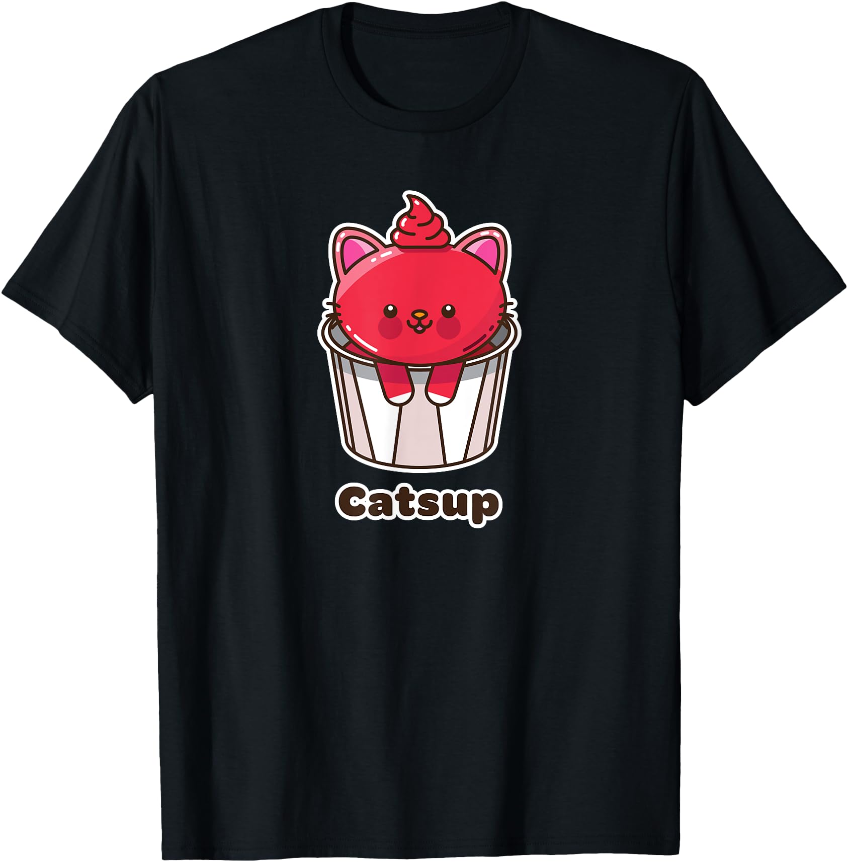 Kawaii Cat Catsup Ketchup Cute Fun Japanese Food Pun Gift T-Shirt for Men Women