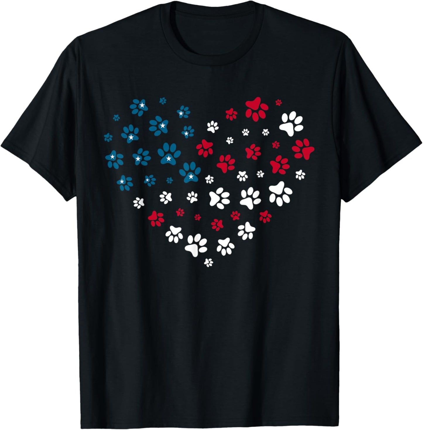 American Flag Patriotic Dog and Cat Paw Print 4th Of July Women Kids Men T-Shirt