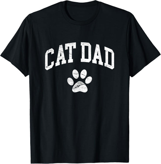 Cat Dad - Vintage Distressed Design - Funny Cat Paw Men Women Kids T-Shirt