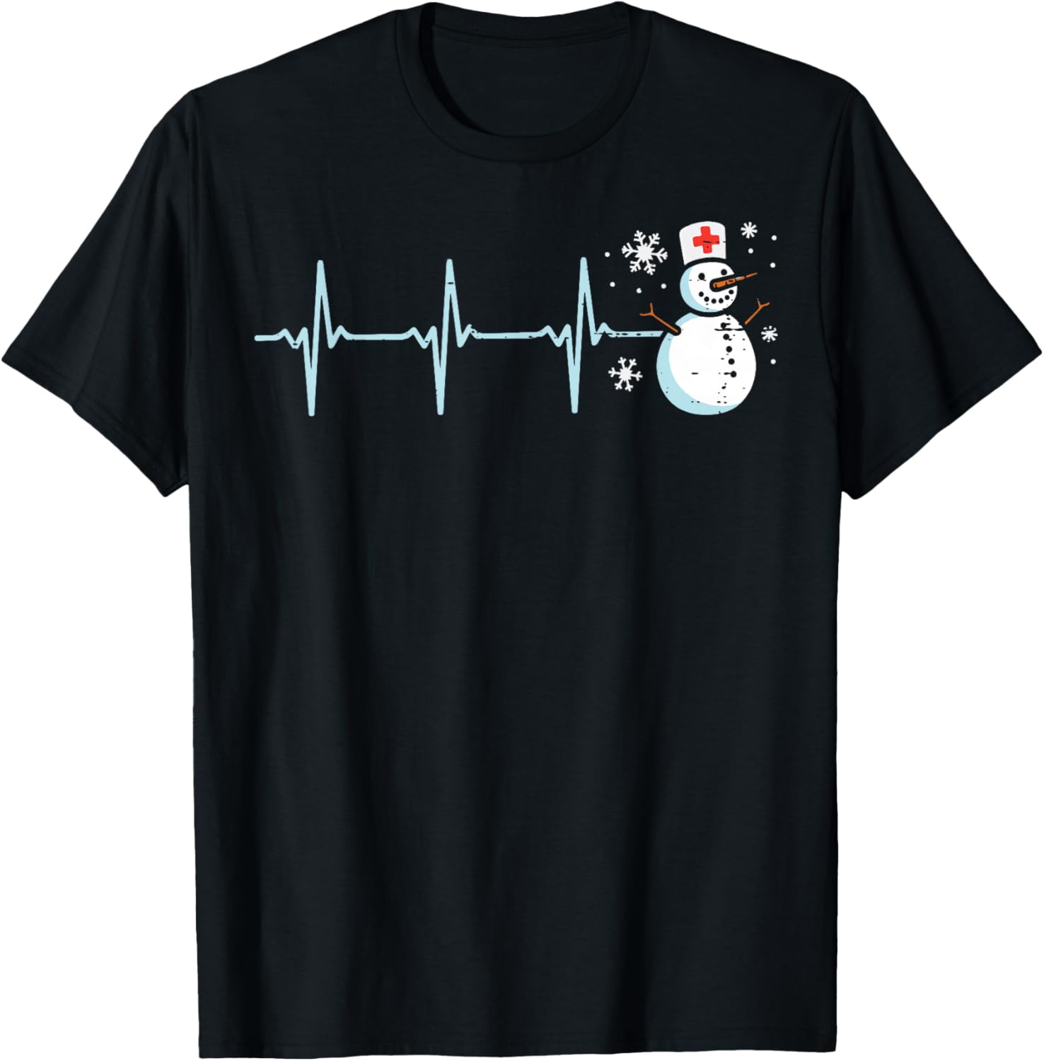 Christmas Heartbeat Snowman Nurse Xmas Scrub Top Women Men