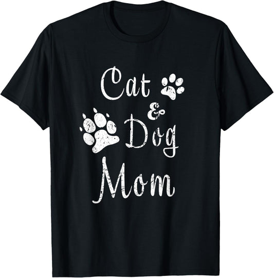 Cat and Dog Mom Kitten and Puppy Mama Kitty and Pup Mother T-Shirt