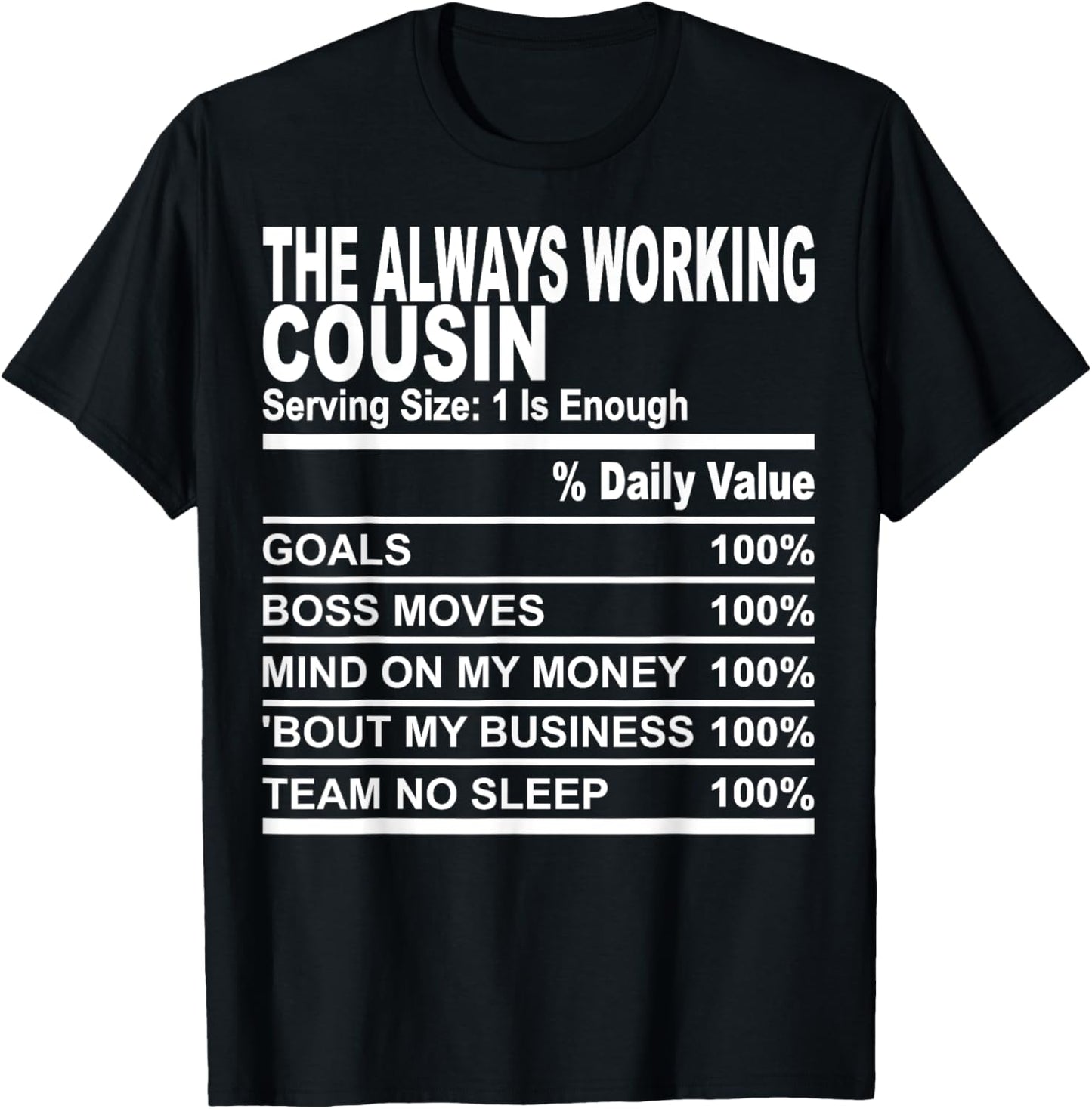 The always working cousin nutrition facts cousins men women
