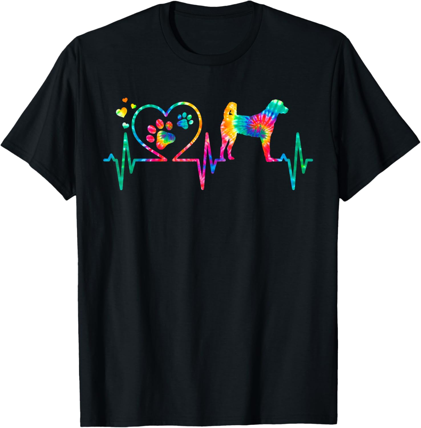 Anatolian Shepherd Mom Dad Heartbeat Tie Dye Dog Gift T-Shirt