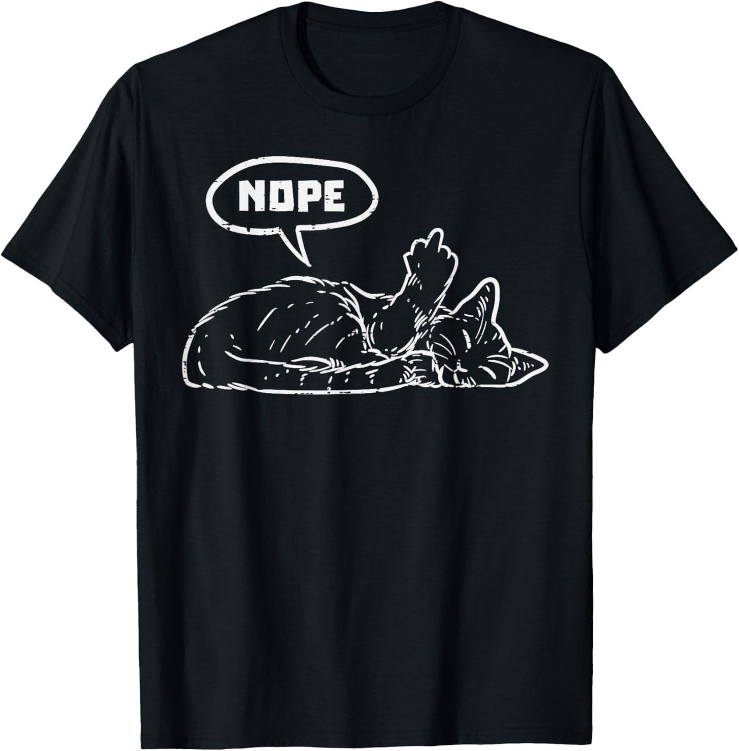 Cat Nope Finger Funny Lazy Kitten Feline Animal Lover T-Shirt