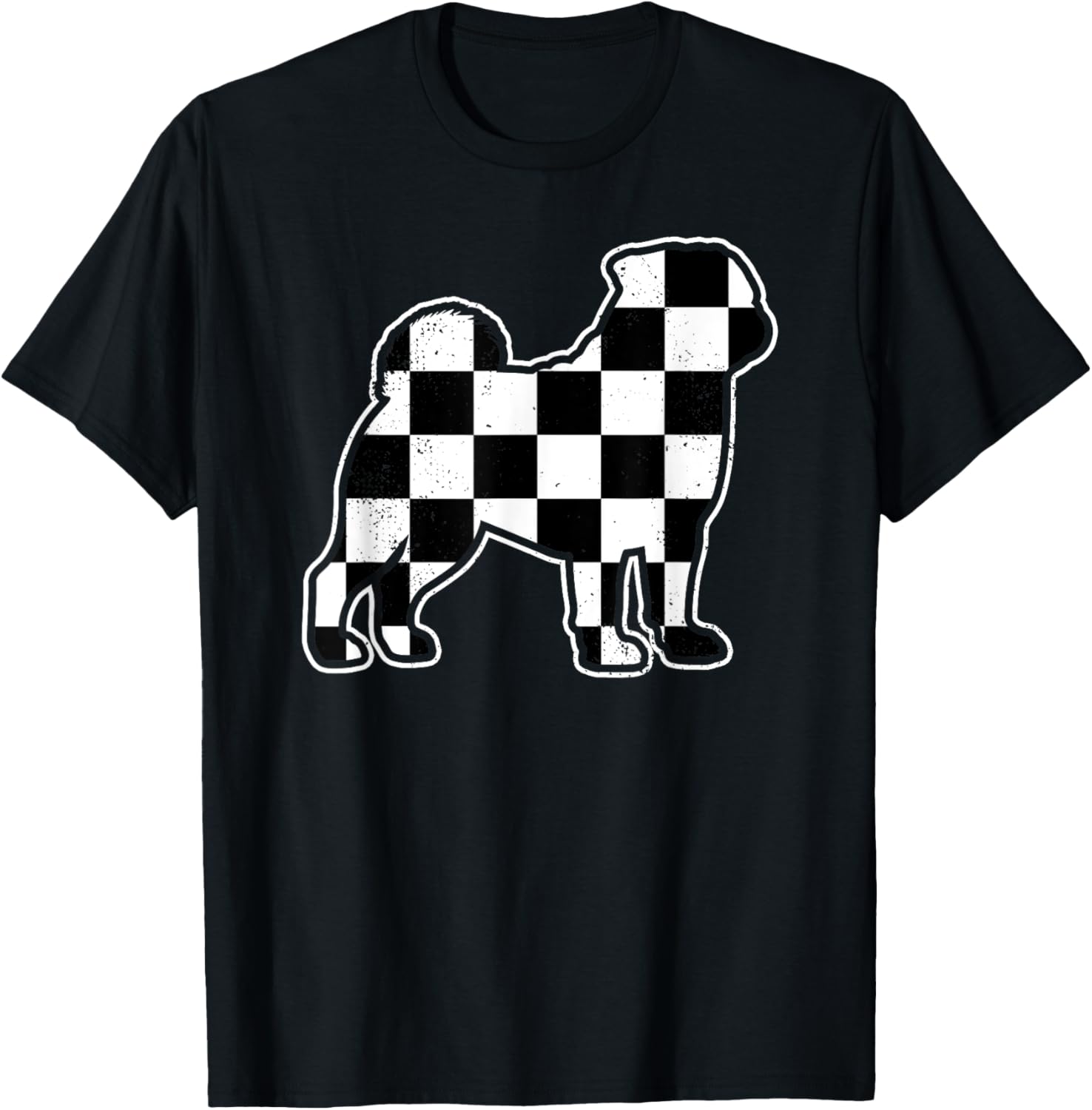 Checkered Dog Pug Dad Pug Mom Retro Vintage Checkered Pug T-Shirt for Men Women Kids