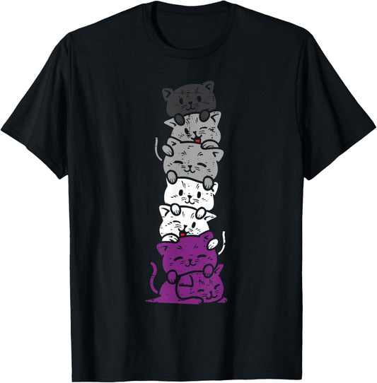 Cat Stack Asexual Pride Cute Ace Flag Animal Pet Lover Gift T-Shirt