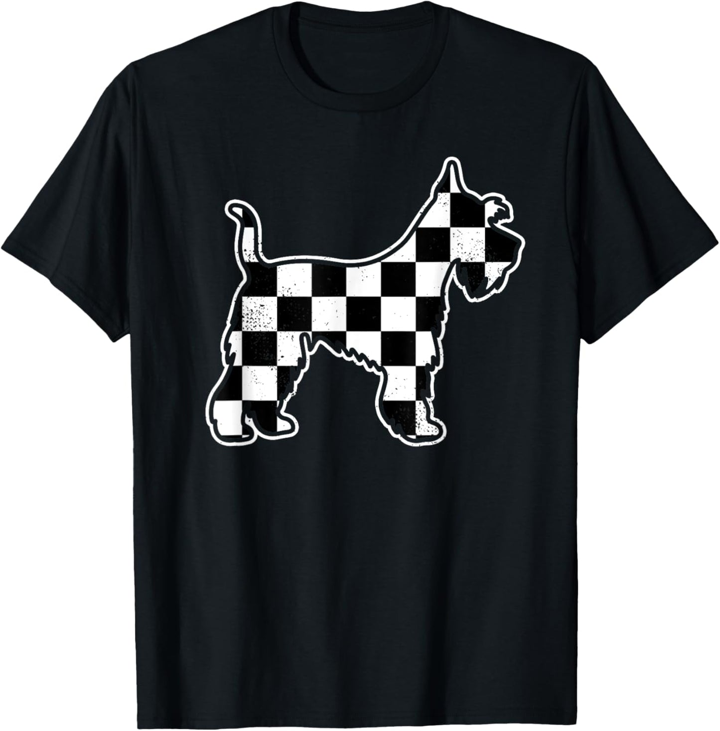 Checkered Dog Schnauzer Dad Vintage Checkered Schnauzer T-Shirt