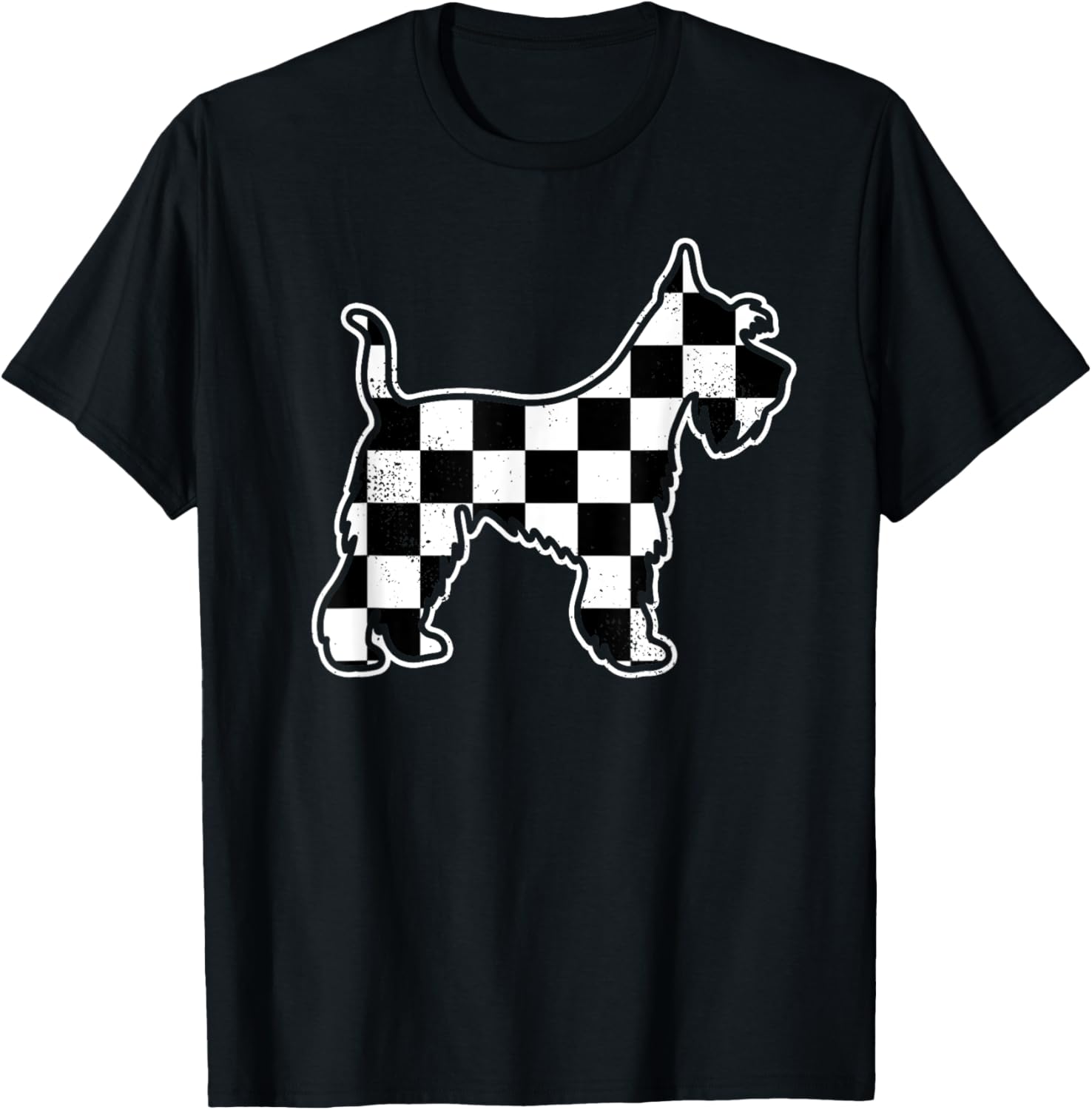 Checkered Dog Schnauzer Dad Vintage Checkered Schnauzer T-Shirt