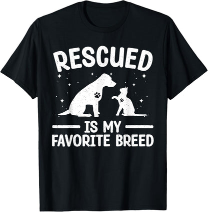 Animal Rescue Art For Men Women Dog Cat Pet Rescuer Lover T-Shirt