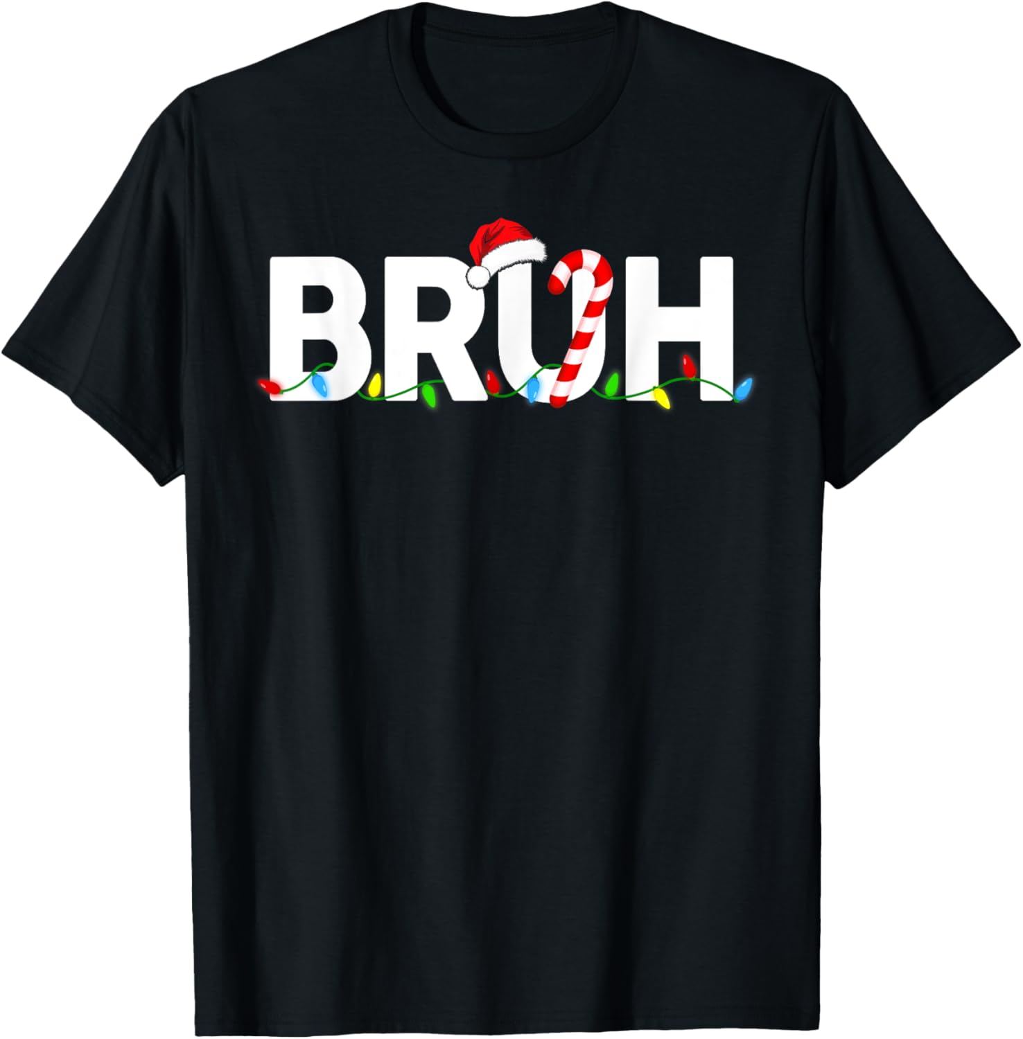 Bruh Funny Christmas Lights Teens Boys Kids Xmas Pajamas