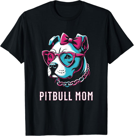 American Pitbull Terrier Mom Dog Heart Graphic Design T-Shirt