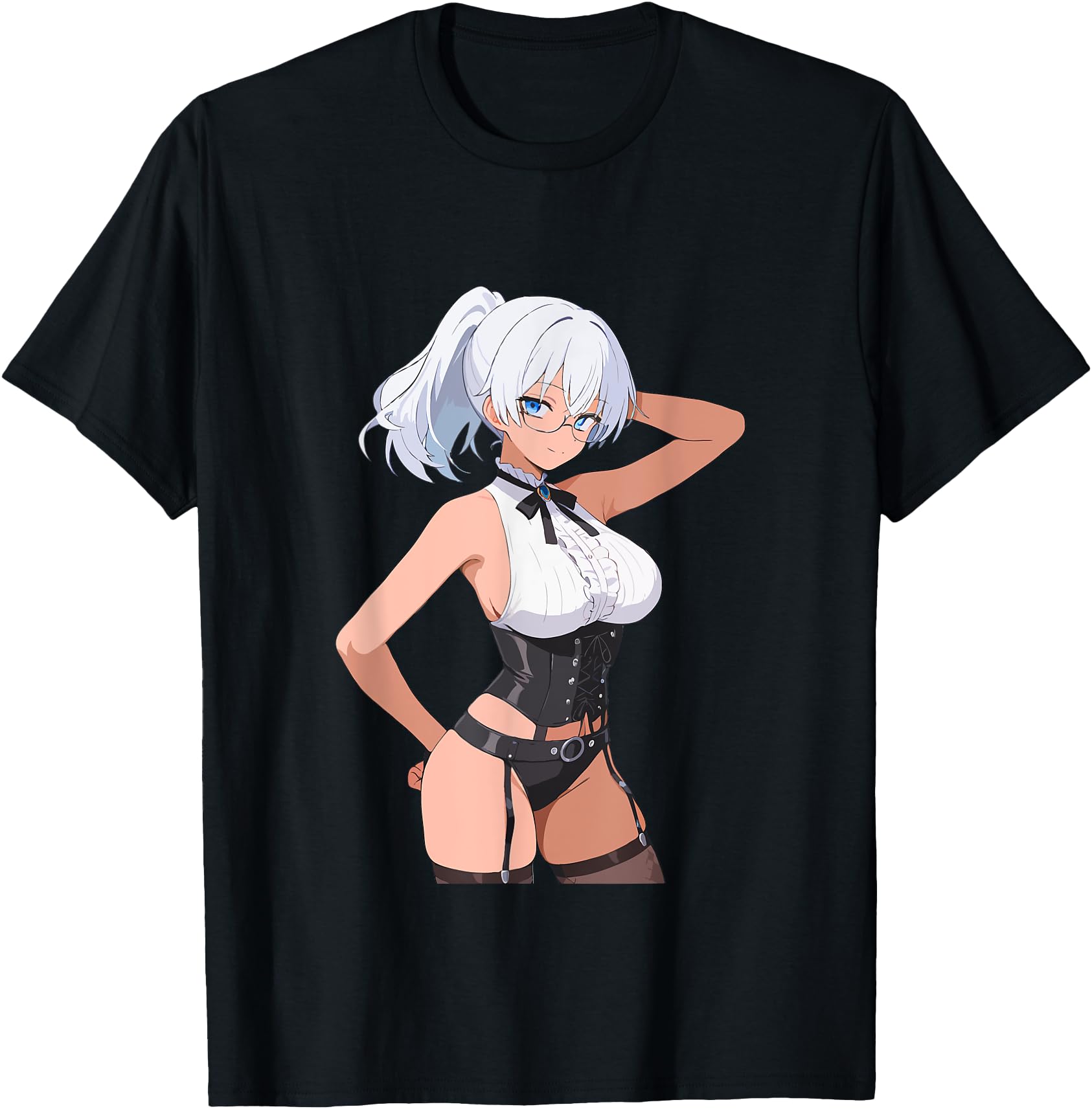 Sexy Waifu Anime Girl Glasses Lingerie Japanese Art Style